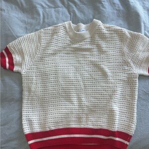 Mango Cream Open-Knit Crew Neck Sweater